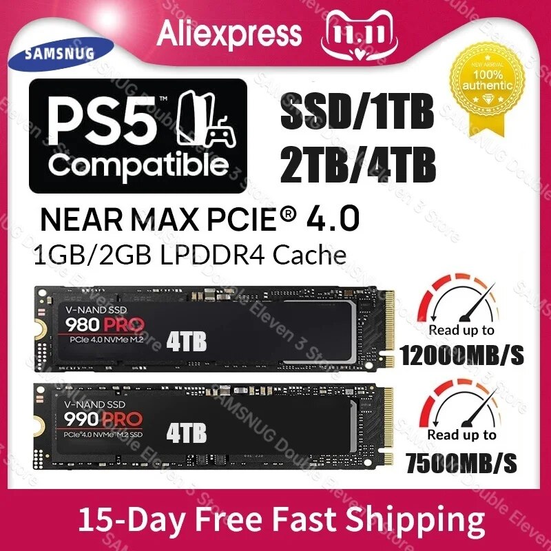 990 PRO SSD 500GB, 1TB, 2TB, M.2 2280, Nvme PCIe Gen 4.0x4  ָ Ʈ ̺, HDD ϵ ũ, ssd sata 4TB, ǻ PS5 
